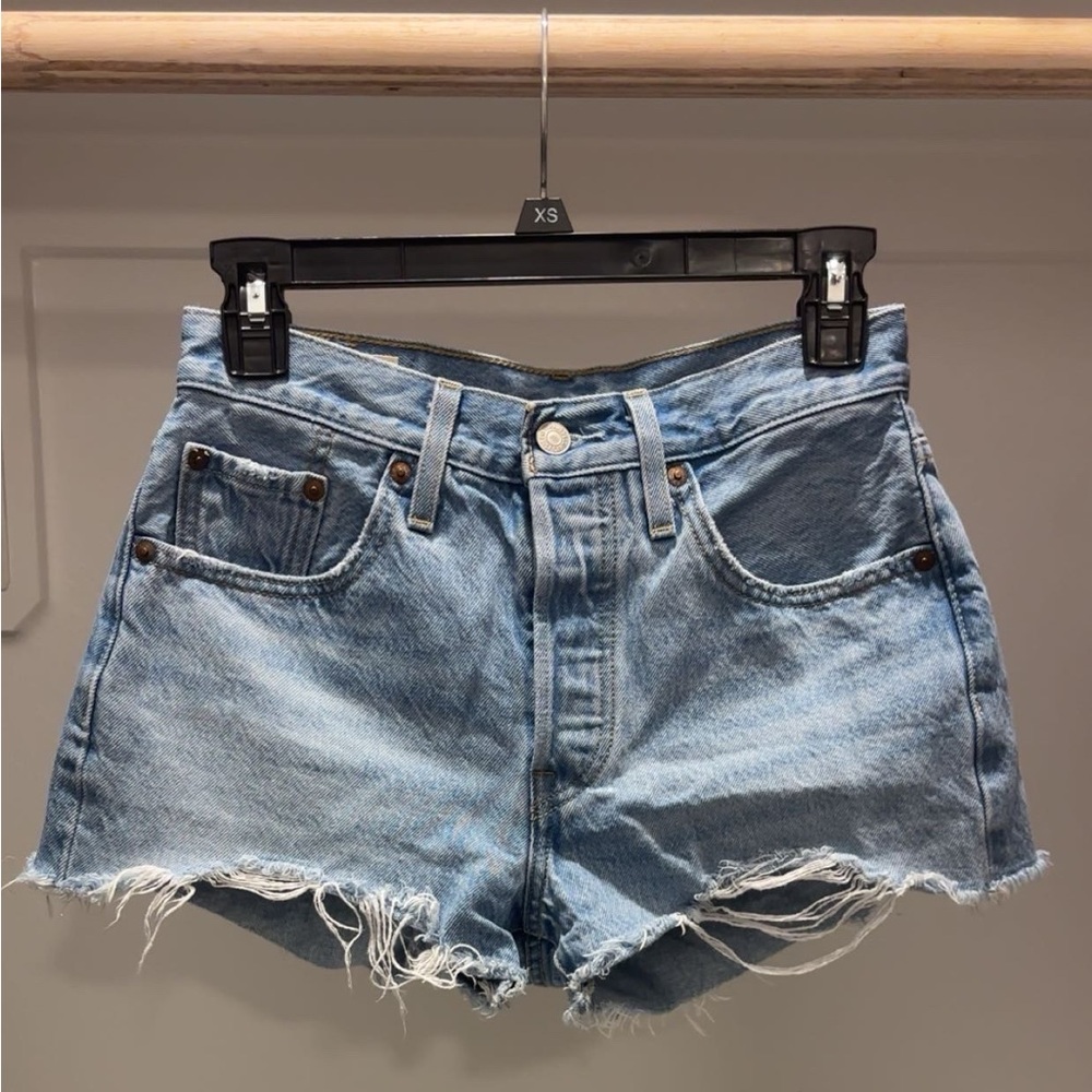 Levi's Light Blue Distressed Jean Shorts